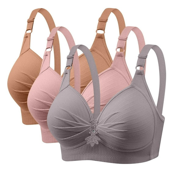 SCSAlgin 3 Pack Bras for Women No Underwire Push Up Bralette 2024 Everyday Wear Plus Size Comfort Wire Free Full Support Bra