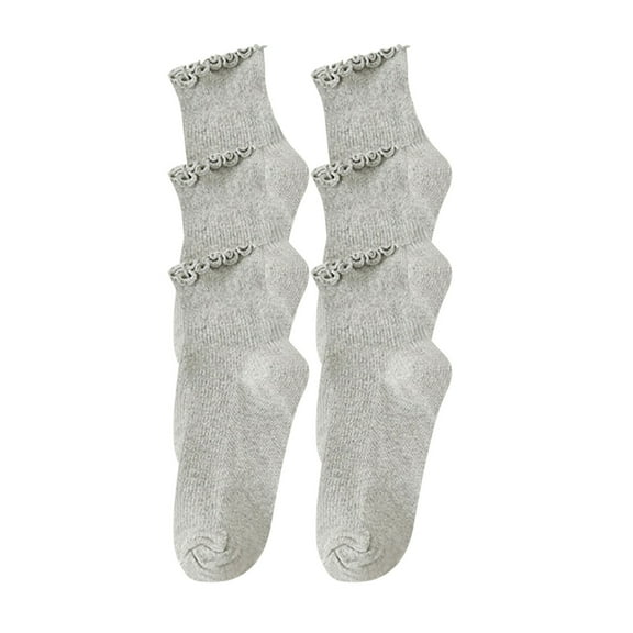 SCSAlgin 3 Pairs Ruffle Socks for Women Girls,Casual Cute Ankle Socks Breathable Knit Cotton Warm Soft Frilly Crew Socks
