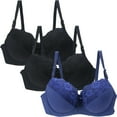 thumbnail image 1 of SCSAlgin 3PC Lace Bra for Womens Full Coverage Underwire Bras Padded Underwear, 1 of 3
