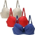 thumbnail image 1 of SCSAlgin 3PC Lace Bra for Womens Full Coverage Underwire Bras Padded Underwear, 1 of 2