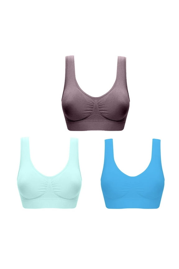 3PC Women's Comfort Workout Sports Bra Low-Impact Activity Sleep Bras