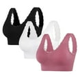 thumbnail image 1 of SCSAlgin 3PC Women's Leisure Sports Sleep Bra Comfort Seamless Stretchy Lace Trim Wirefree, 1 of 2