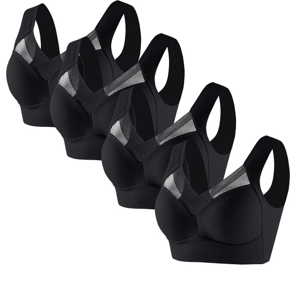 SCSAlgin 4 PC Posture Correcting Bra for Seniors Ice Silk Gathering Bra without Steel Ring Plus Size Bras No Underwire Bras