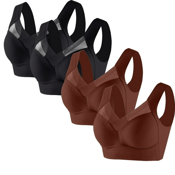 SCSAlgin 4 Pcs Posture Correcting Bras for Seniors Plus Size Comfy Bras No Underwire Flexible Soft Bra