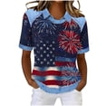 thumbnail image 1 of SCSAlgin American Flag T Shirt Women Fourth July Shirts America Flag 250th Birthday Crew Neck Tee Tops, 1 of 6