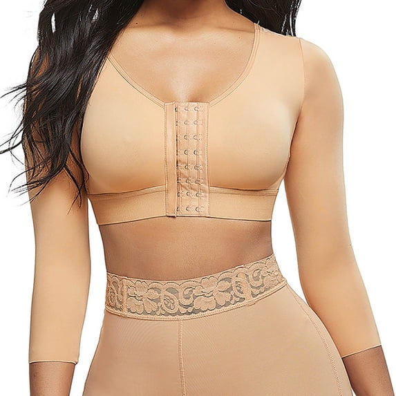 SCSAlgin Arm Shaper for Women Post Surgery Arm Lipo Compression Sleeves Slimming Arm Faja Front Closure Shapewear Bra