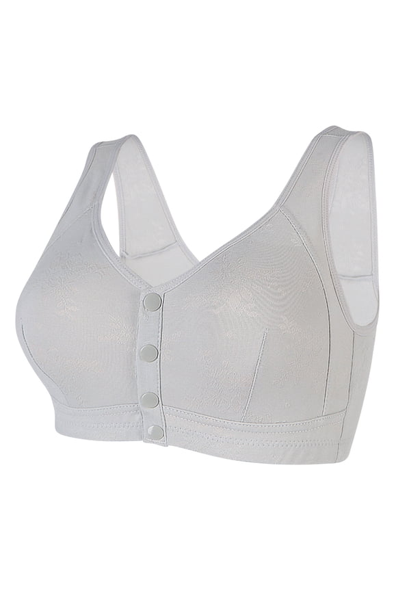 Bras for Older Women Breathable Front Close Button Bras, Full Coverage Comfort No Underwire Bra