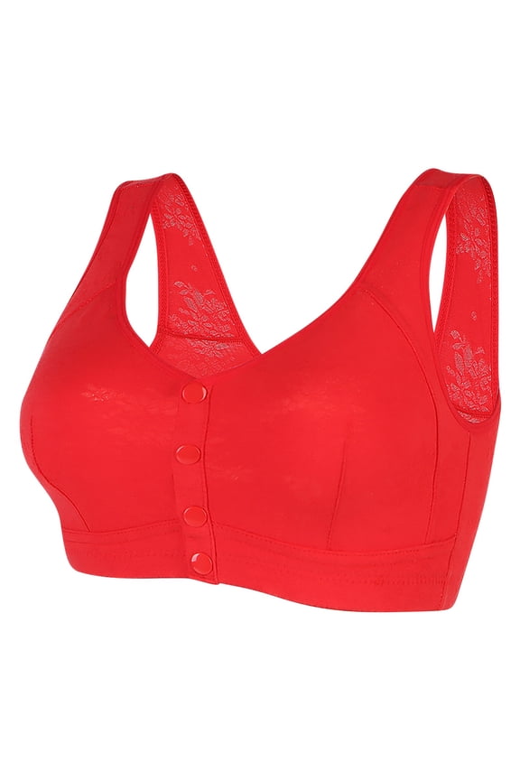 Bras for Older Women Breathable Front Close Button Bras, Full Coverage Comfort No Underwire Bra