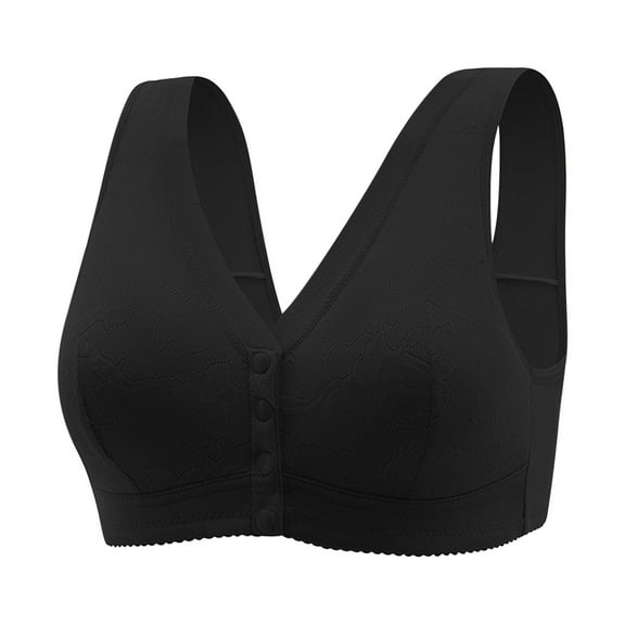 SCSAlgin Bras for Older Women Front Close Button Cotton Bras Breathable Full Support Wide Back No Underwire Bra