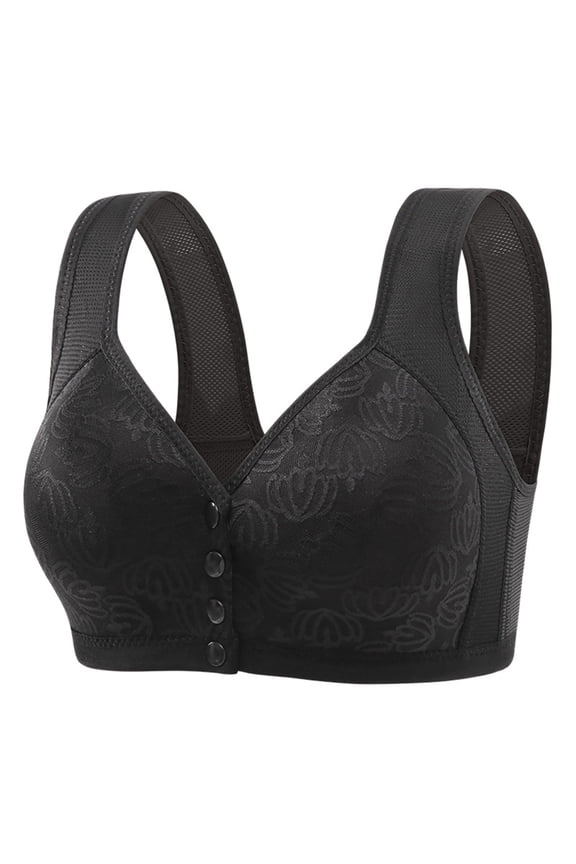 Bras for Older Women Front Closure Bras for Seniors Plus Size Front Button Push Up Bra No Underwire Bra