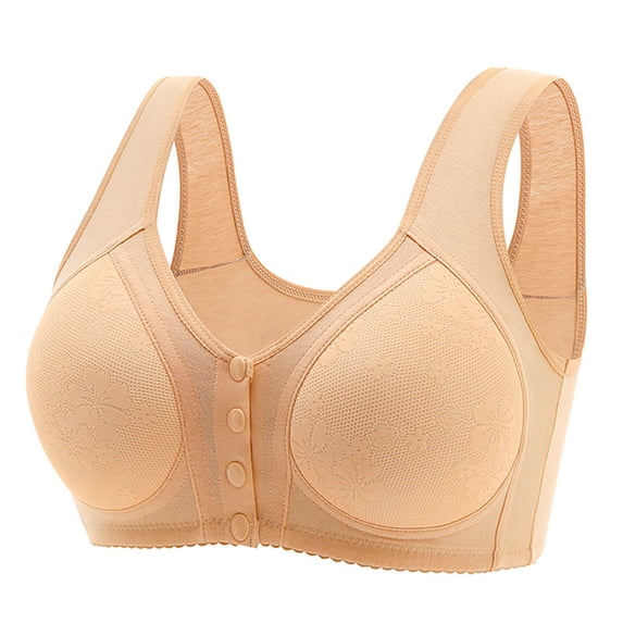 SCSAlgin Bras for Women Wirefree Comfortable Front Button Closeure Full Coverage Bralettes Breathable Soft Cup Sleep Bra