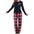 thumbnail image 1 of SCSAlgin Christmas Pajamas for Women Long Sleeve Pj Set Soft Sleepwear Plaid Pant with Pockets, 1 of 5