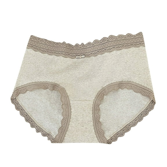 SCSAlgin Cotton Underwear for Women High Waisted Womens Underwear Pack Sexy Lace Edge Bikini Cheeky Panties Brief