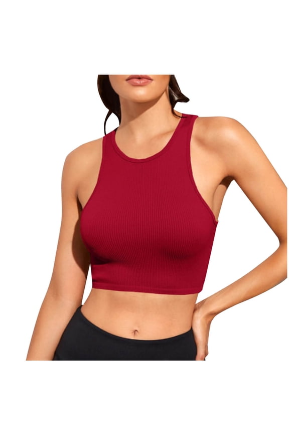 Crop Ribbed Racerback Tank Tops for Women Casual Summer Basic Cropped Tank Top Y2k Tops