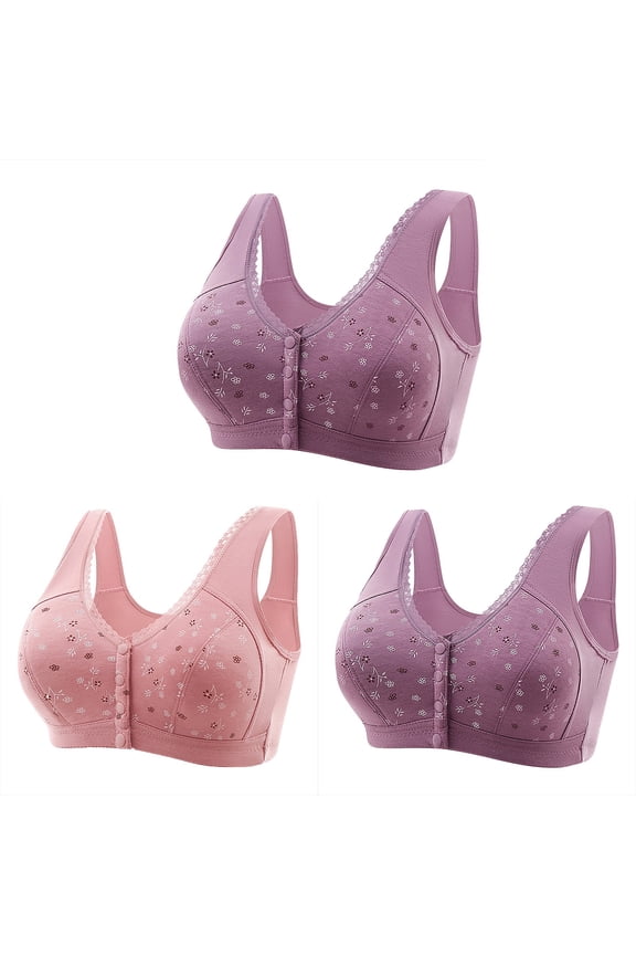 Daisy Bras for Older Women 2024 Comfy Convenient Front Closure Bras Full Support No Underwire Bras