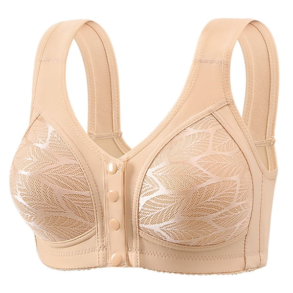SCSAlgin Daisy Bras for Older Women Front Snap Closure Everyday Bras No Underwire Full Coverage Breathable Bra