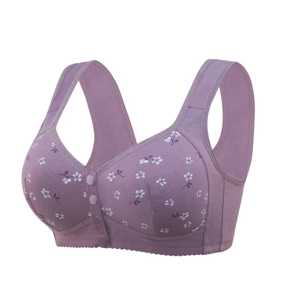 SCSAlgin Daisy Bras for Women No Underwire Front Closure Comfort Senior Wireless Snap Closing Bra