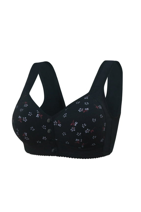 Daisy Bras for Women No Underwire Front Closure Comfort Senior Wireless Snap Closing Bra