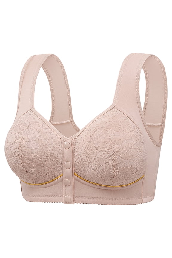 Daisy Lace Bras for Women Front Closure No Underwire Comfort Senior Wireless Snap Closing Bra