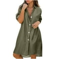 thumbnail image 1 of SCSAlgin Denim Dress for Women 2025 Casual Loose Long Sleeve Classic Vintage Button Down Jean Shirt Dresses, 1 of 7