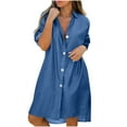 thumbnail image 1 of SCSAlgin Denim Dress for Women 2025 Casual Loose Long Sleeve Classic Vintage Button Down Jean Shirt Dresses, 1 of 7