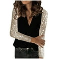 thumbnail image 1 of SCSAlgin Dressy Cocktail Tops for Women Patchwork Sequin V Neck Slim Fit Tops Sparkle Shimmer Party Club Shirts, 1 of 7