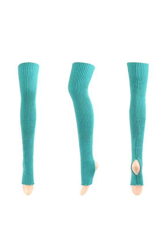 Fall Winter Women Pure Color Yoga Warm Wool Leg Warmers With Extended Knees And Feet Piled