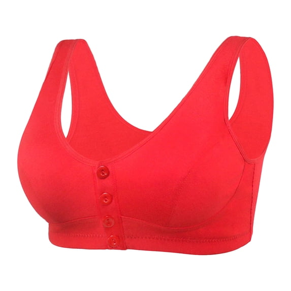 SCSAlgin Front Button Breathable Skin-Friendly Cotton Bra Comfort Wireless Front Close Plus Size Bras for Women