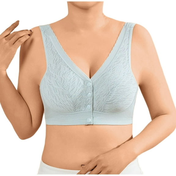SCSAlgin Front Snap Closure Padded Bra for Older Senior Women, No Underwire Comfortable Bra