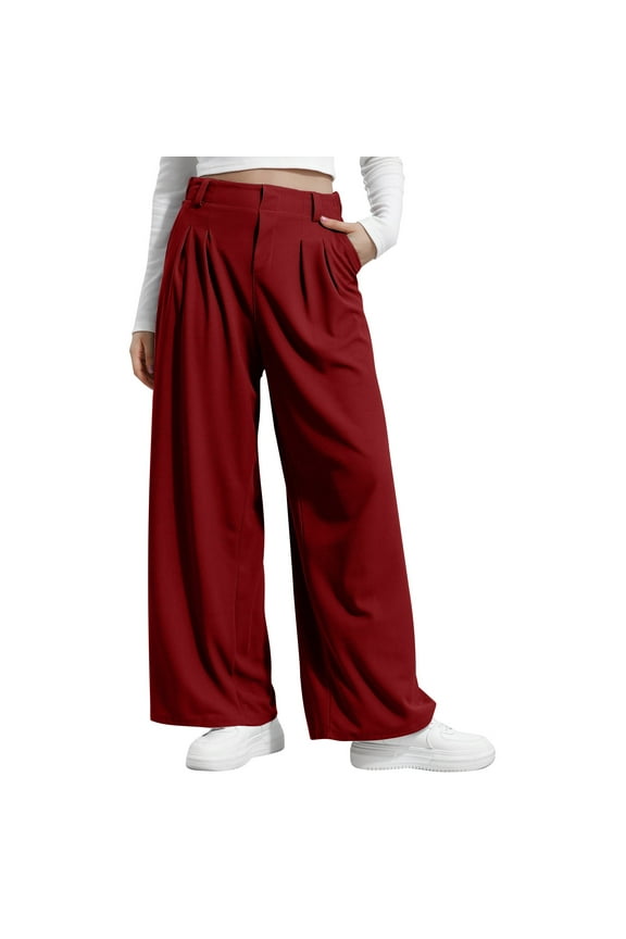 Generic Womens Solid Color Hanging High Waist Wide Leg Versatile Casual Loose Pants