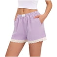 thumbnail image 1 of SCSAlgin Gingham Shorts for Women Boxer Lace Trim Sleep Pajama Lounge Shorts Summer Casual Home Wear Bottoms, 1 of 4