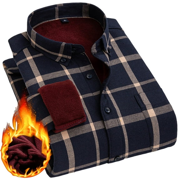 SCSAlgin Heavyweight Flannel Shirt for Men Long Sleeve Casual Button Down Soft Cotton Plaid Warm Shirts