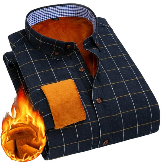 SCSAlgin Heavyweight Flannel Shirt for Men Long Sleeve Casual Button Down Soft Cotton Plaid Warm Shirts