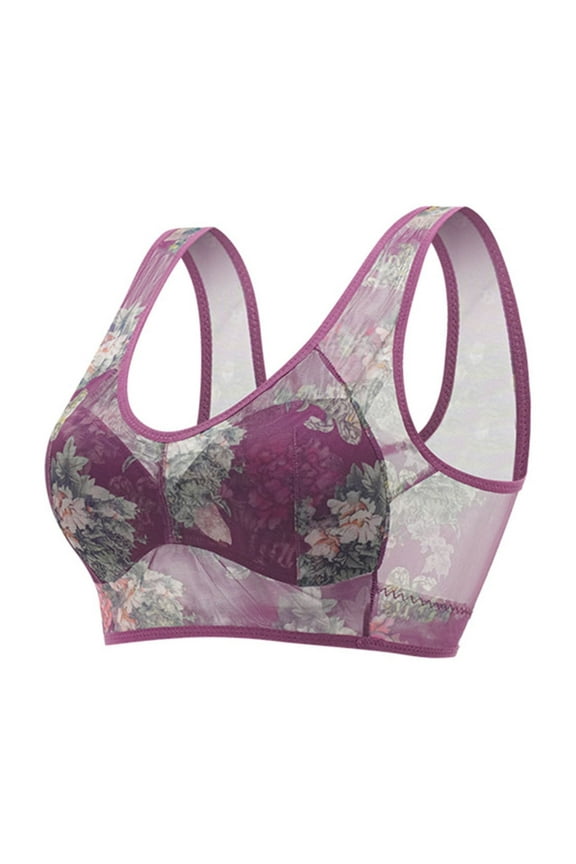 Ice Silk Lace Cooling Comfort Bra Lace Buttonless Comfortable Bra Lace Bandeau Seamless Push Up Bra