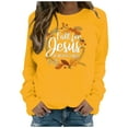 thumbnail image 1 of SCSAlgin Jesus Shirt Women Fall for Jesus He Never Leaves Printed Sweatshirt Tee Tunic Tops Fall Sweatshirt, 1 of 4