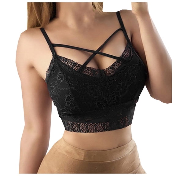 SCSAlgin Lace Bras for Women No Underwire Full Coverage Spaghetti Strap Hollow out Bralette Sexy Soft Comfortable Bra