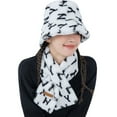 thumbnail image 1 of SCSAlgin Ladies Fashion Fisherman Hat Scarf Set Letter Pattern Warm Hat Bib, 1 of 2