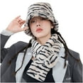 thumbnail image 1 of SCSAlgin Ladies Fashion Fisherman Hat Scarf Set Letter Pattern Warm Hat Bib, 1 of 2
