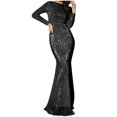 thumbnail image 1 of SCSAlgin Long Sleeve Sequin Mermaid Prom Dresses for Women 2024 Sparkly Crew Neck Elegant Formal Evening Gowns, 1 of 5
