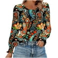 thumbnail image 1 of SCSAlgin Long Sleeve Shirts for Women Business Casual Tops Dressy Blouses with Smocked Cuffs, 1 of 5
