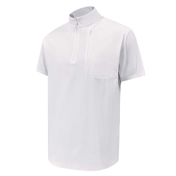 SCSAlgin Men's 1/4 Zip Pullover Short Sleeve Shirt Casual Slim Fit Stretch Mock Neck Work Shirts