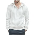thumbnail image 1 of SCSAlgin Men's Full Zip Hooded Cardigan Sweater Slim Fit Cable Knitted Zip Up Sweater with Pockets, 1 of 7