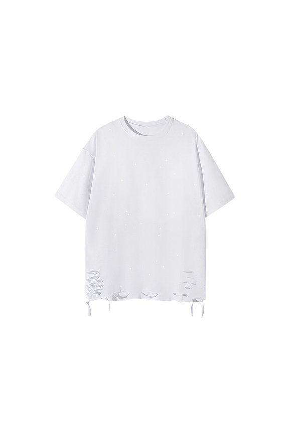 Men's Glitter Rhinestone T Shirts Crewneck Short Sleeve Casual Summer Tops Tee Shirt