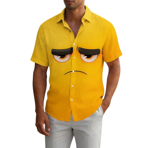 SCSAlgin Men's Hawaiian Shirt Button Down Funny Printed Casual Short Sleeve Summer Beach Party BBQ Shirts