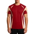 thumbnail image 1 of SCSAlgin Men's Short Sleeve Round Neck Basketball Training Sport T-Shirt Color Block Running Fitness Top, 1 of 7
