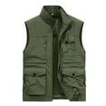 thumbnail image 1 of SCSAlgin Men's Sleeveless Stand Collar Pokects Full Zipper Outdoor Solid Color Vest Jackets for Travel Fishing, 1 of 6