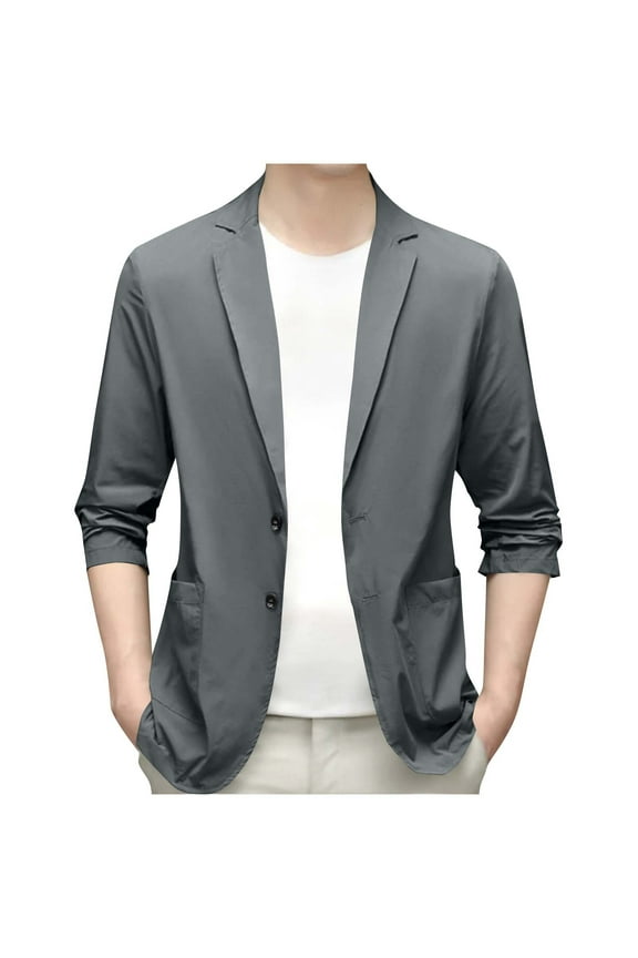 Men's Slim Fit Casual Solid Color One Button Blazer Jacket