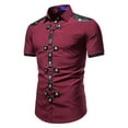 thumbnail image 1 of SCSAlgin Men's Steam Punk Shirts Novelty Button Up Tops Short Sleeve Gothic T Shirt Fashion Goth Blouses Ring Rivet Tshirts, 1 of 7