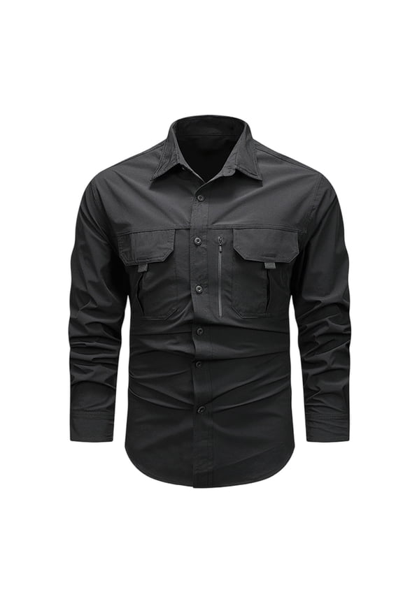 Men's UPF 50+ Sun Protection Shirts, Button Down Long Sleeve Shirt for Hiking, Fishing, Safari