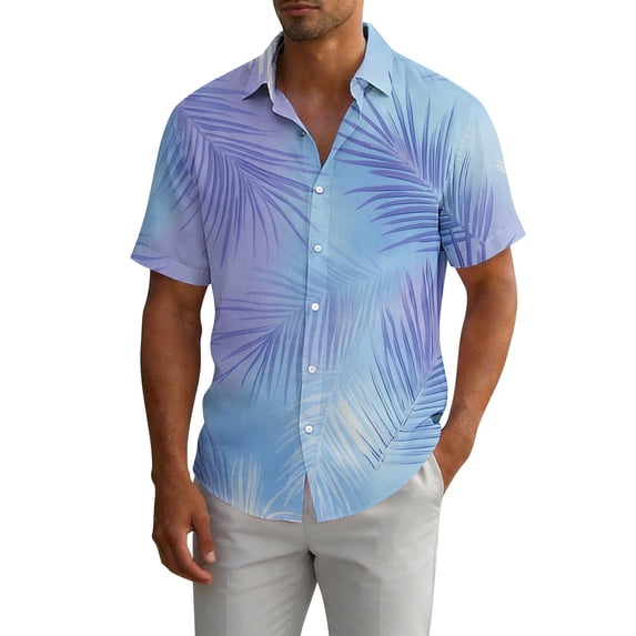 SCSAlgin Mens Hawaiian Shirt, Short Sleeves Button Down Beach Clothing, Summer Flamingos Casual Aloha Floral Shirts